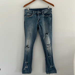 Blank nyc distressed denim jeans straight‎ leg